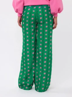 Pants Veerle extra lang | Green print | DAMES Co-ords|Broeken