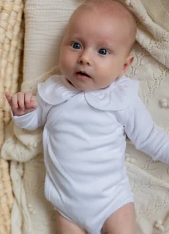 Clearance Romper Loet | Volantkraag wit | Lange mouwen | Babidu Rompers