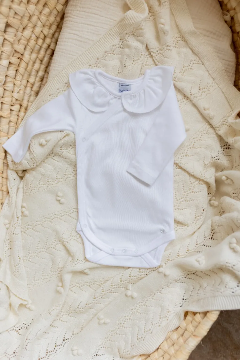 Clearance Romper Loet | Volantkraag wit | Lange mouwen | Babidu Rompers