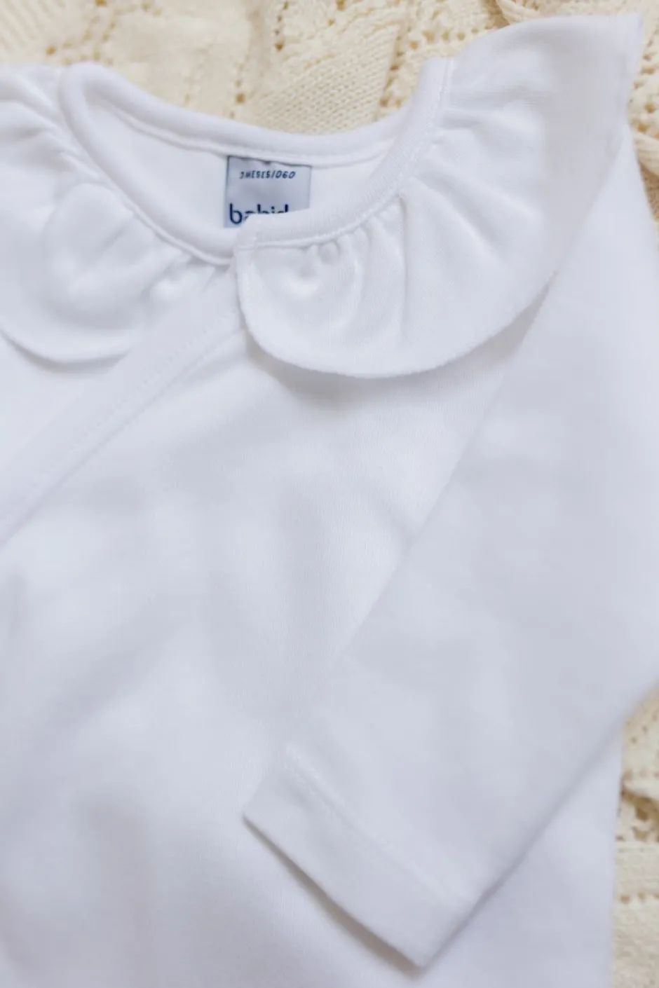 Clearance Romper Loet | Volantkraag wit | Lange mouwen | Babidu Rompers