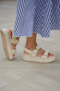 Hot Sandaal Bigmona | Nat Raffia | DAMES Sandalen & Slippers