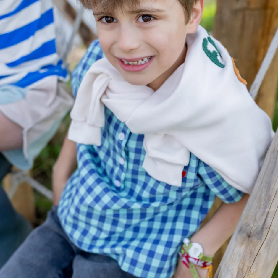 Clearance Shirt Henley | Sky check | Wander & Wonder Shirts