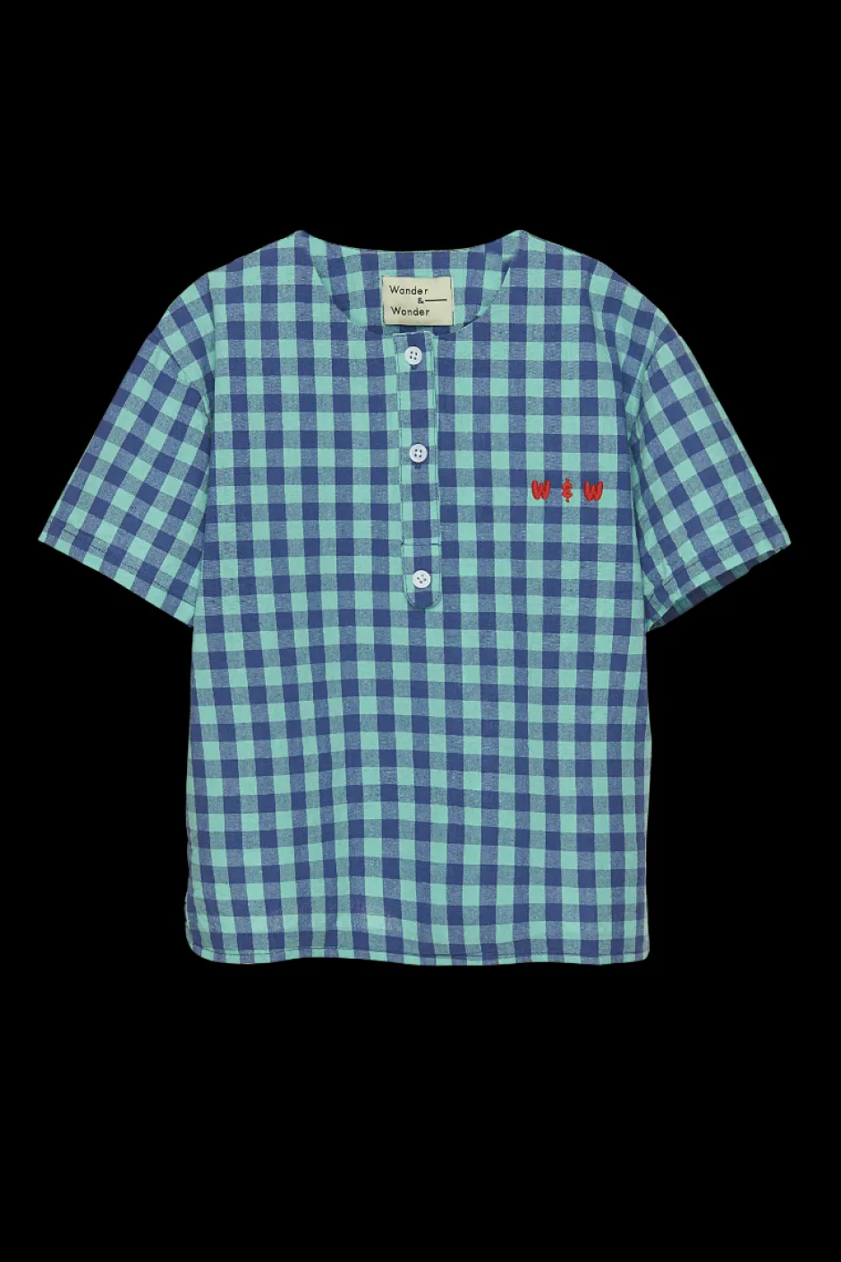 Clearance Shirt Henley | Sky check | Wander & Wonder Shirts
