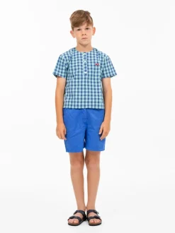 Clearance Shirt Henley | Sky check | Wander & Wonder Shirts