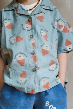 Outlet Shirt Morning egg all over | Light denim | DAMES Co-ords|Co-ords