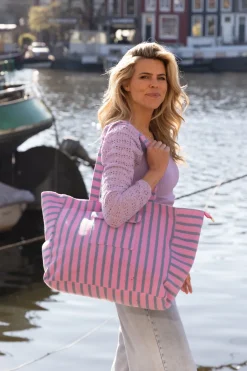 Sale Shopper Stripe-a-licious | Blue purple | DAMES Tassen|Snøpskes