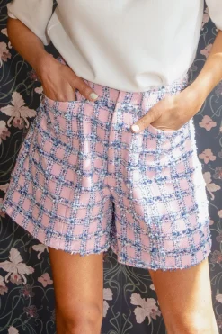 Online Short Legally Blonde | Pink sparkling check | DAMES Co-ords|Shorts