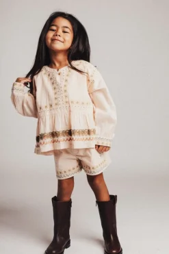 Clearance Short Ovaia embroidery | Rose salmon | DAMES Co-ords|Co-ords