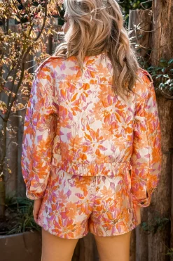 New Skort Shiny flowers | Orange DAMES Co-ords|Shorts