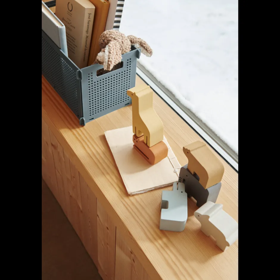 Stackable animals Thorkild | Blue multi mix | Educatief Speelgoed|Open Ended Speelgoed