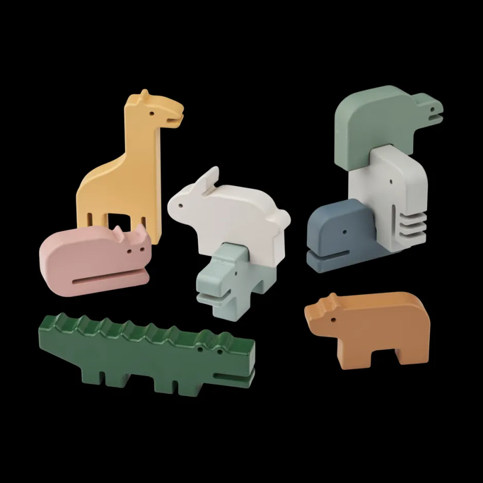Stackable animals Thorkild | Blue multi mix | Educatief Speelgoed|Open Ended Speelgoed