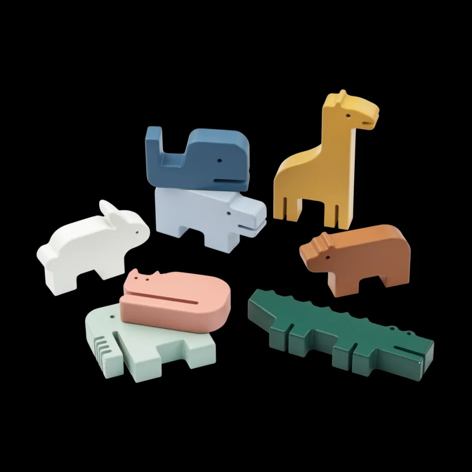 Stackable animals Thorkild | Blue multi mix | Educatief Speelgoed|Open Ended Speelgoed