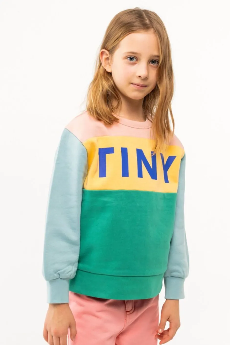 New Sweatshirt colourblock | Wild rose/emerald | Truien & Vesten