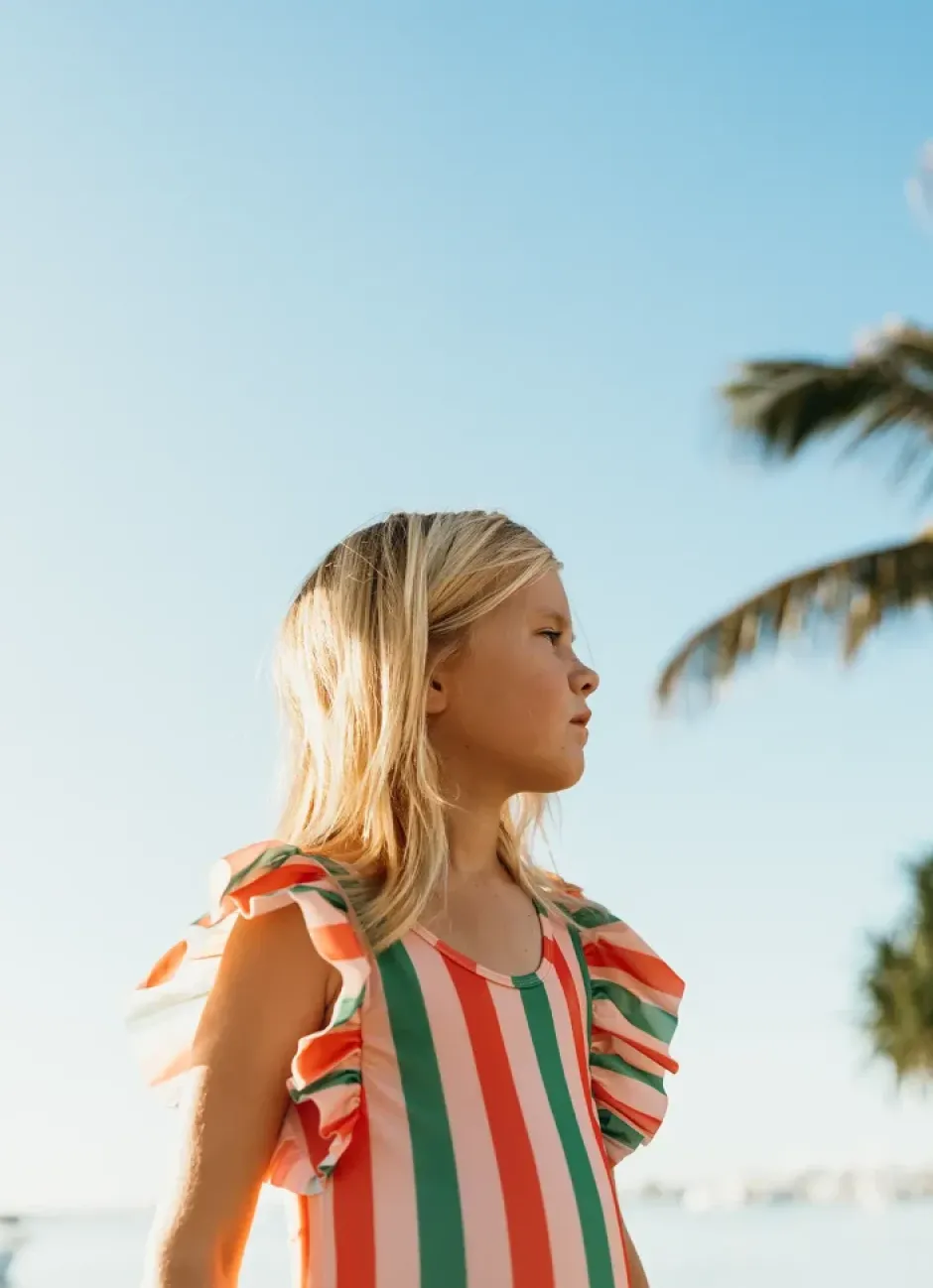 Clearance Swimsuit ruffle stripe print | Blossom | Sproet & Sprout Zwemkleding|Zwemkleding