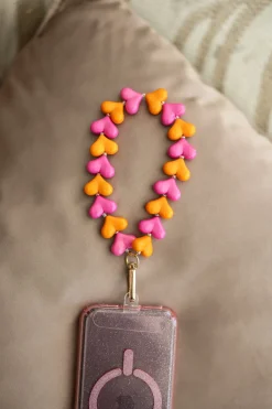 New Telefoonkoord Sugar Hearts | Orange pink | DAMES Telefoonkoorden|Snøpskes