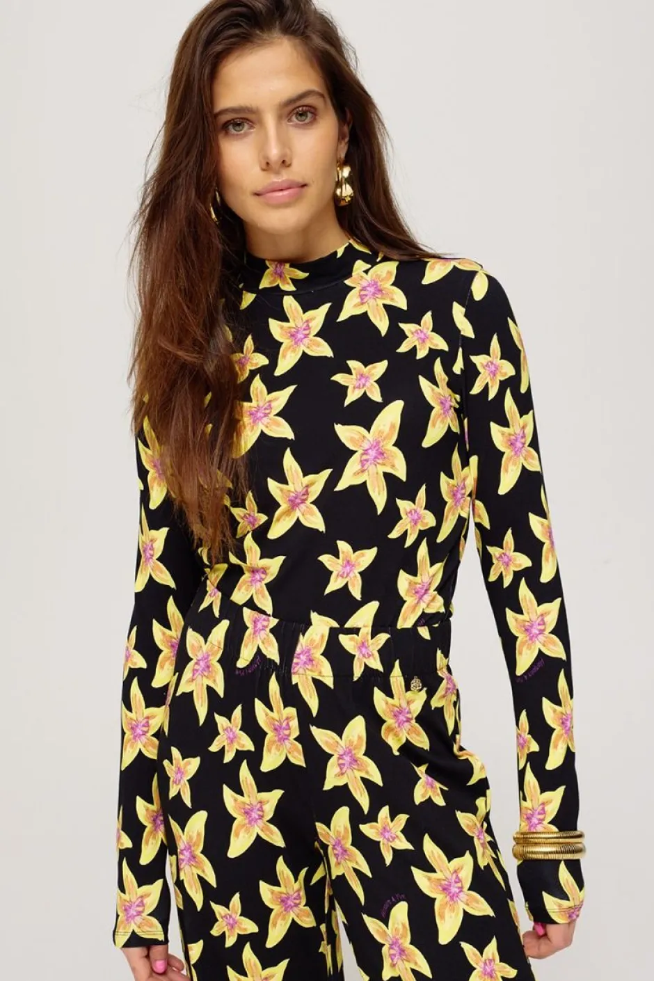 Sale Top Jeff | Cheeky flower yellow | Harper & Yve DAMES Co-ords|Tops