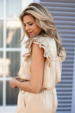 Online Top Lea | Beige | DAMES Co-ords|Blouses