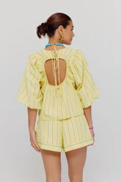 Outlet Top Levy | Yellow stripe | Harper & Yve DAMES Tops|Tops