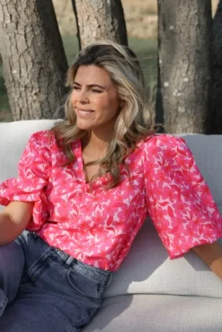 Top Meredith | Pink flower | DAMES Co-ords