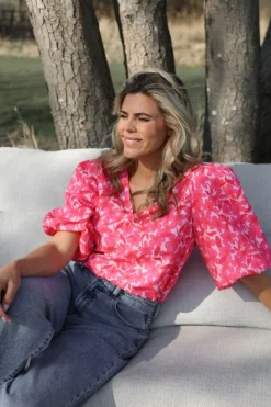 Top Meredith | Pink flower | DAMES Co-ords