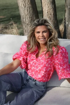 Top Meredith | Pink flower | DAMES Co-ords