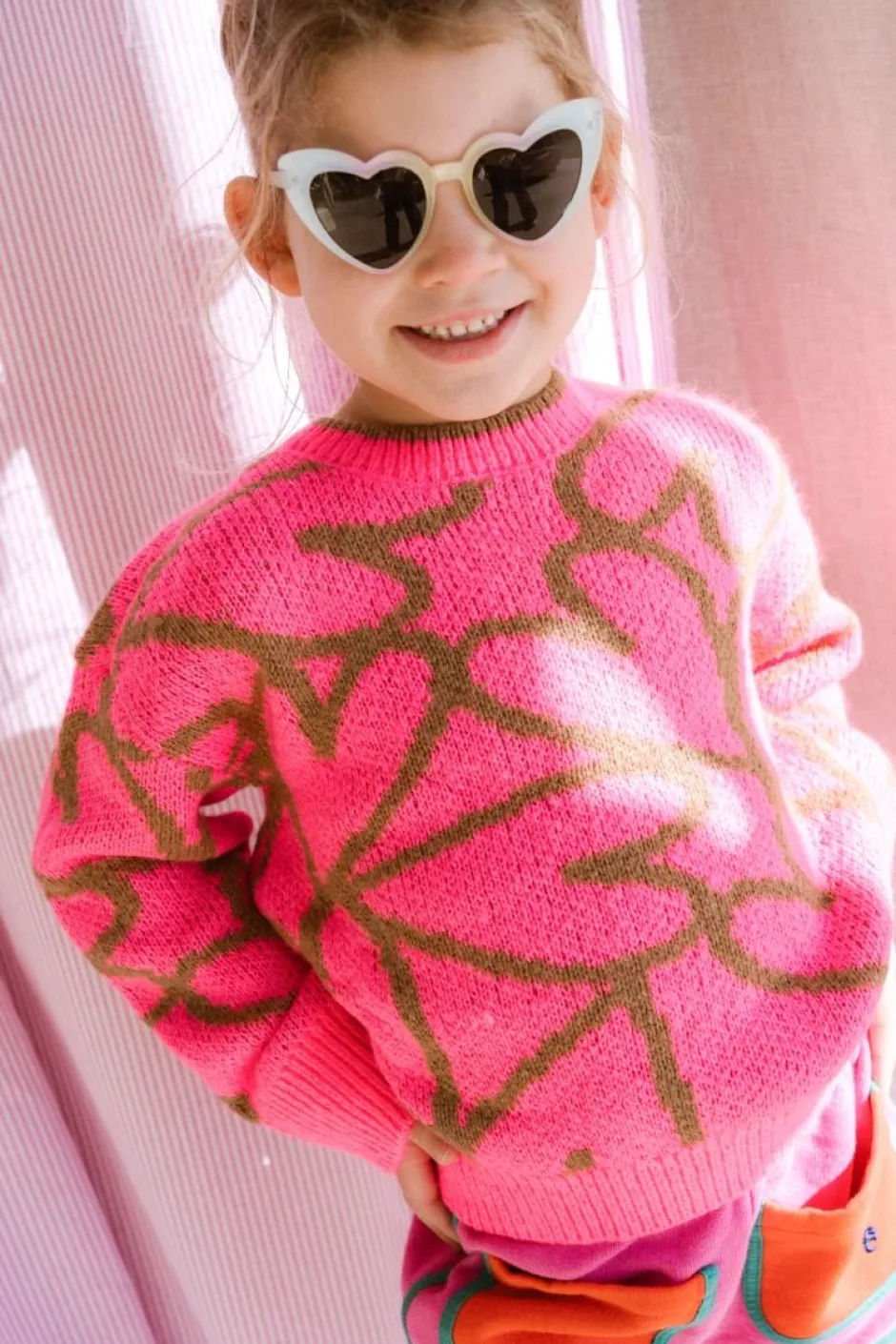 New Trui Dottie kids | Neon pink & sand | Truien & Vesten|Truien & Vesten