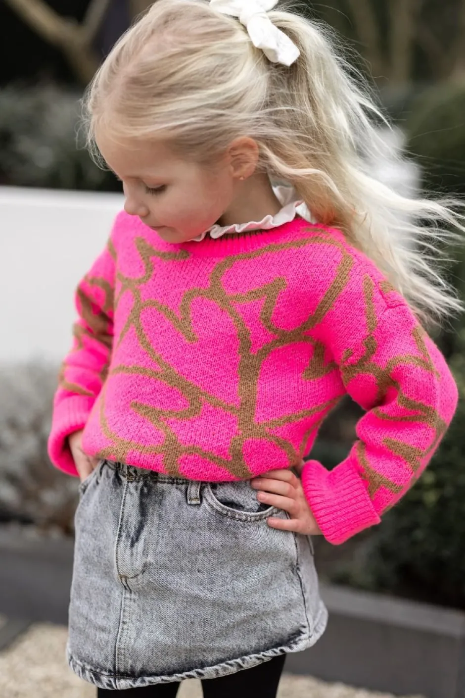 New Trui Dottie kids | Neon pink & sand | Truien & Vesten|Truien & Vesten