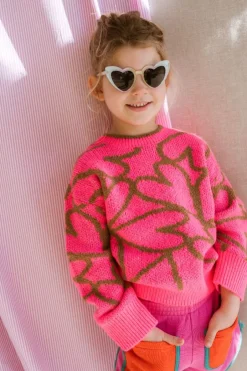 New Trui Dottie kids | Neon pink & sand | Truien & Vesten|Truien & Vesten