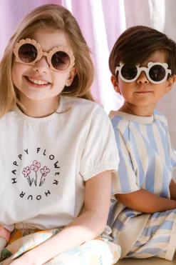 Clearance T-shirt boxy happy flower | Off-white | Sproet & Sprout Shirts|Shirts
