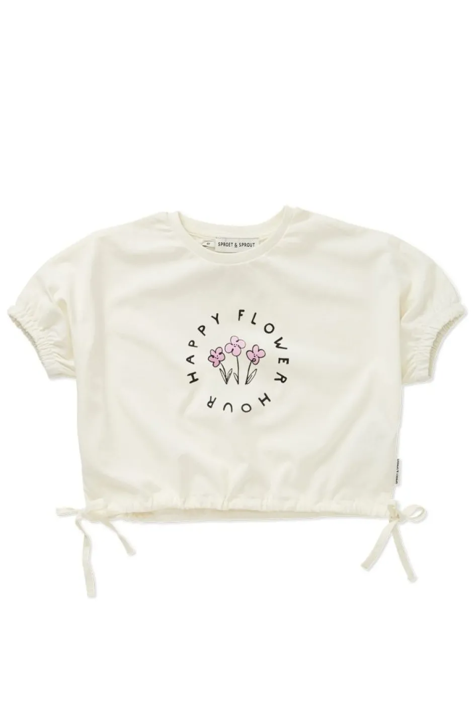 Clearance T-shirt boxy happy flower | Off-white | Sproet & Sprout Shirts|Shirts