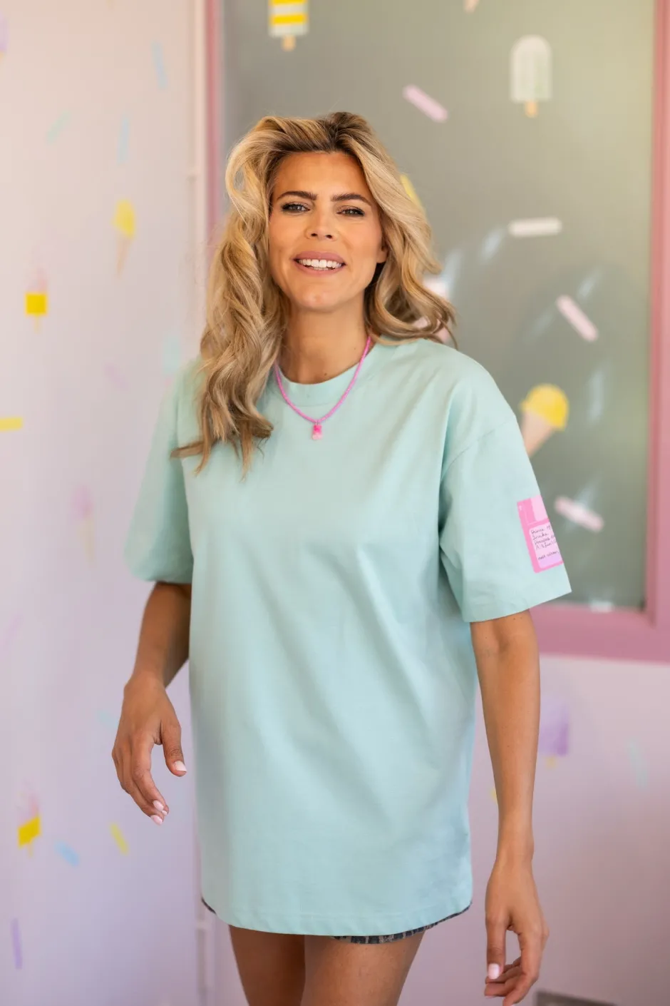 Online T-Shirt 90's Kid | Mint | DAMES Tops|Snøpskes