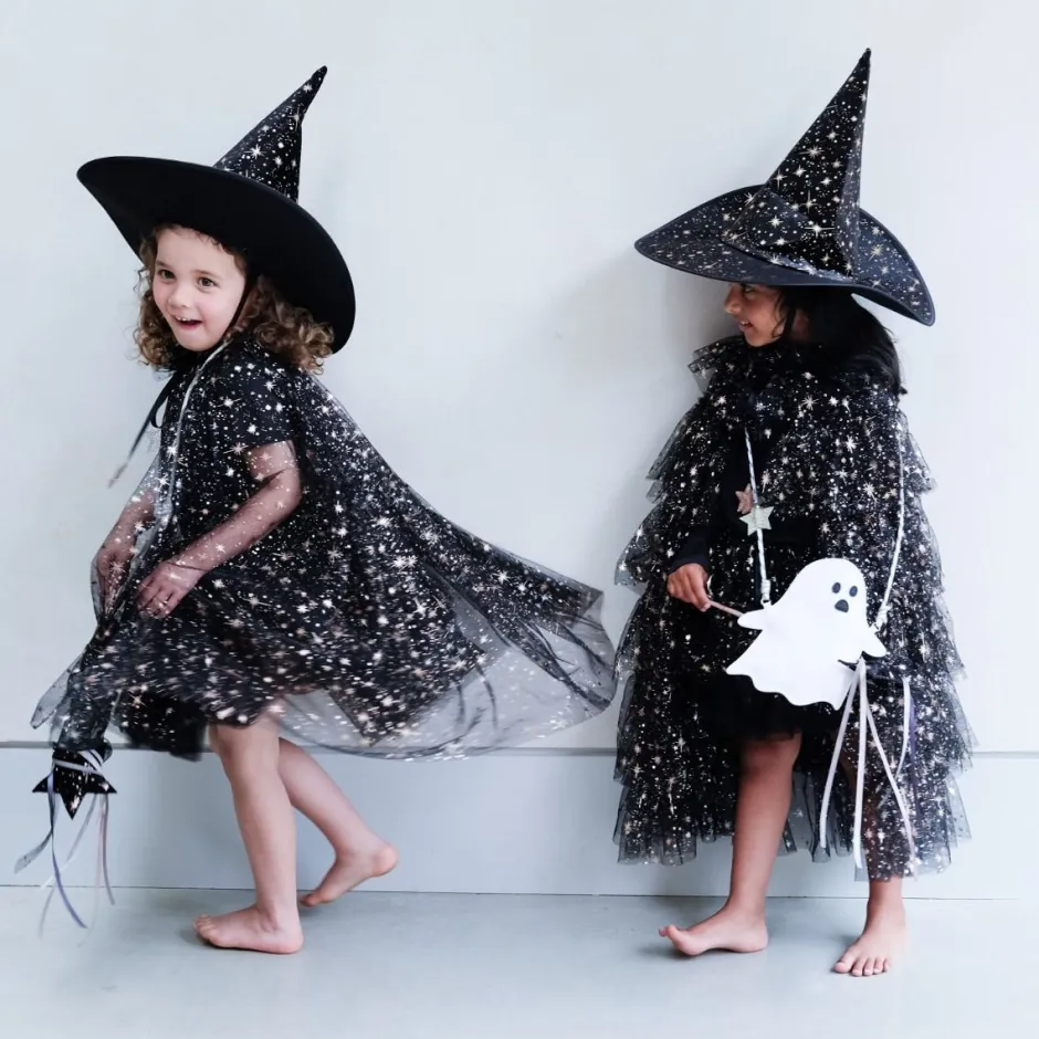 Sale Verkleedcape Aurora ruffle | Black | Mimi & Lula Verkleden