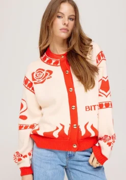 Outlet Vest Jazz | Ecru/spicy red | Harper & Yve DAMES Vesten|Vesten & Truien