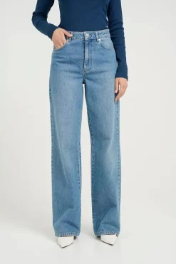 Sale Wide jeans Zolina | Washed mid blue | DAMES Broeken