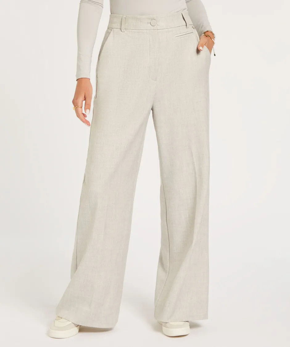 Online Wide leg pantalon Kate | Light grey melange | JOSH V DAMES Broeken