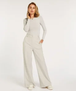 Online Wide leg pantalon Kate | Light grey melange | JOSH V DAMES Broeken