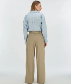 Discount Wide leg pantalon Olivia | Light Mink | DAMES Broeken