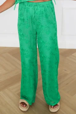 Clearance Wide leg pants Mara | Green | DAMES Co-ords|Broeken