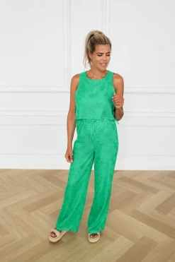 Clearance Wide leg pants Mara | Green | DAMES Co-ords|Broeken