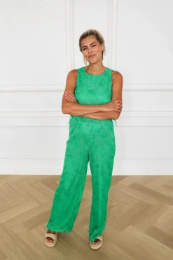 Clearance Wide leg pants Mara | Green | DAMES Co-ords|Broeken