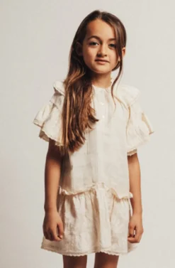 Best Woven ruffle dress Nova | Off-white | DAMES Jurken & Salopettes|Jurken