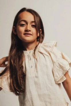 Best Woven ruffle dress Nova | Off-white | DAMES Jurken & Salopettes|Jurken